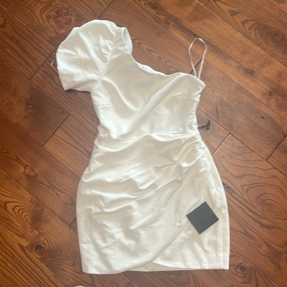 lulus off shoulder puff sleeve mini dress white